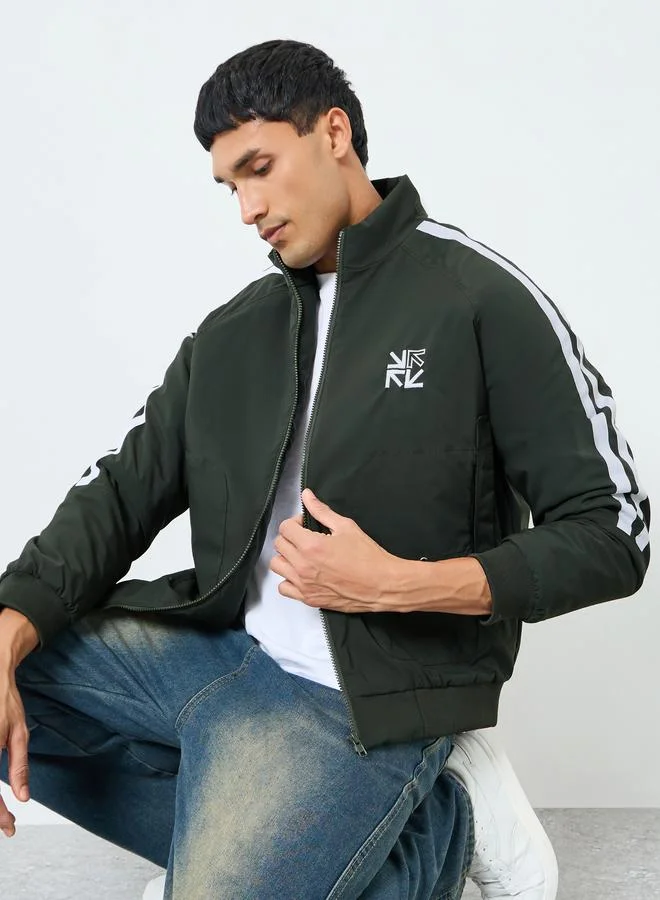 Styli Men Relaxed Fit Striped Zip-Up Jacket